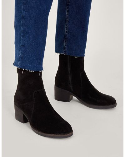 Monsoon Suede Heeled Ankle Boots Black - Blue