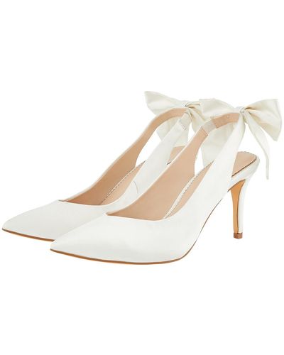 Monsoon Bea Bow Pointed Sling Back Bridal Shoes - White