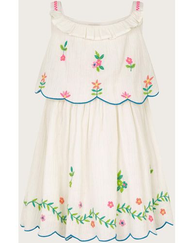 Monsoon Baby Floral Embroidered Dress White - Natural