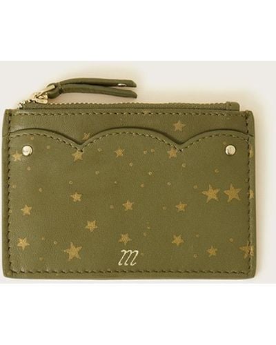 Monsoon Star Scallop Leather Card Holder - Green
