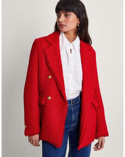 Monsoon Rubi Tweed Jacket Red