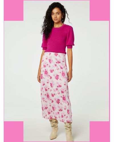 Monsoon Fabienne Chapot Floral Print Skirt Pink