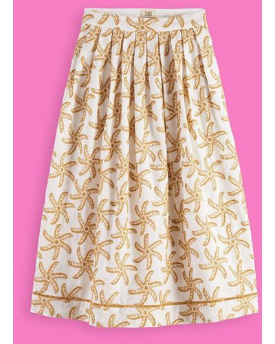 Monsoon Scotch And Soda Embroidered Maxi Skirt Natural - Pink