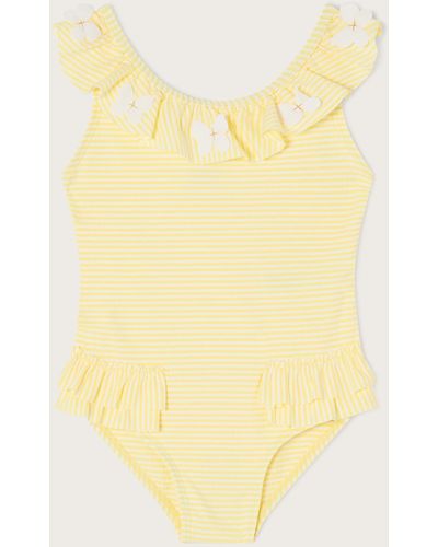 Monsoon Baby Seersucker Ruffle Swimsuit Yellow