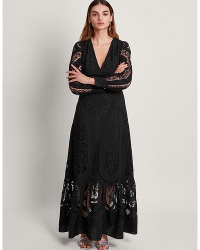 Monsoon Harlow Lace Maxi Dress Black