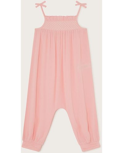 Monsoon Baby Shirred Jumpsuit Pink