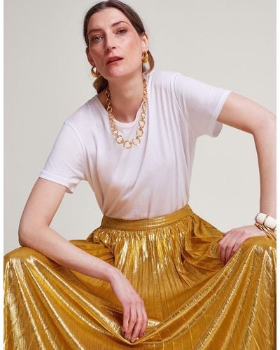 Monsoon Mia Pleated Skirt Gold - Metallic
