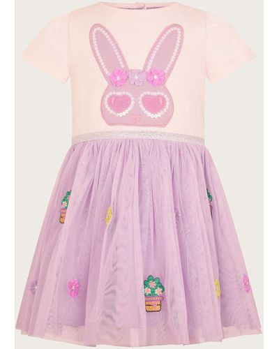 Monsoon Baby Disco Bunny Dress Purple - Pink