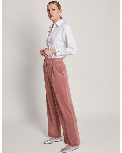 Monsoon Serena Wide Leg Cord Trousers Pink