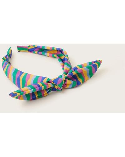 Monsoon Rainbow Stripe Bow Headband - Blue