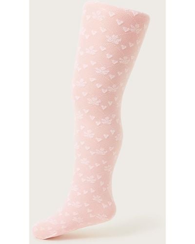 Monsoon Baby Loveheart Lacey Tights Pink