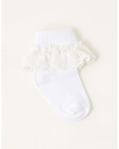 Monsoon Baby Flower Lace Socks White