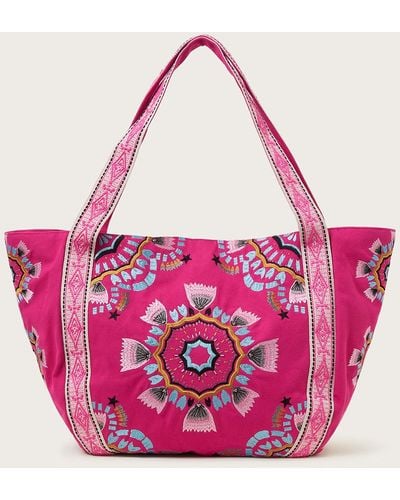 Monsoon Embroidered Beach Bag - Pink