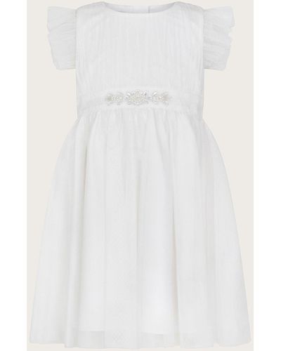 Monsoon Baby Penelope Belt Dress Ivory - White