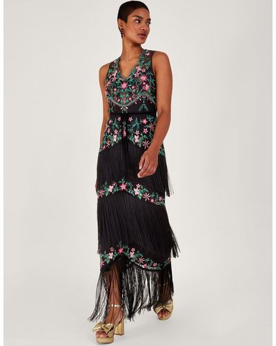 Monsoon Flossie Velvet Fringe Dress Black Lyst UK