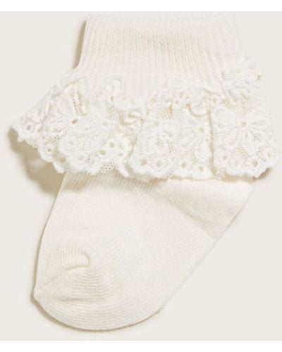 Monsoon Baby Olivia Bow Lace Socks Ivory - Natural