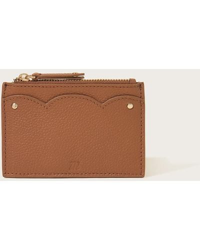 Monsoon Scallop Leather Card Holder Tan - Natural