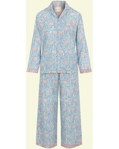 Monsoon Dilli Grey Print Pyjama Set Blue