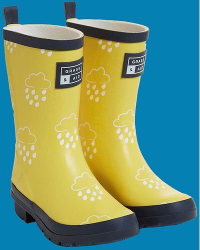 Monsoon Grass And Air Junior Colour-revealing Wellies Yellow - Blue