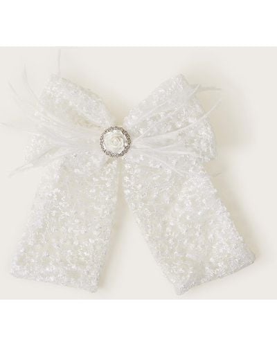 Monsoon Fluffy Lace Hair Bow - Natural