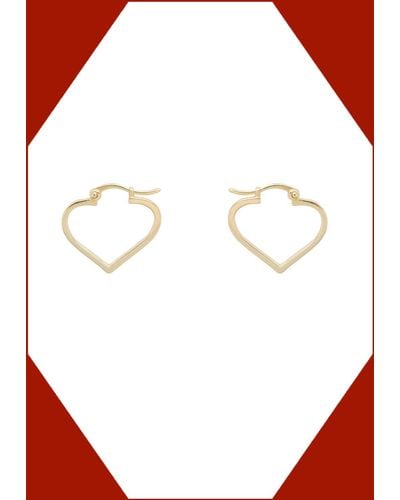 Monsoon Anna And Nina Gold-plated Small Funky Love Heart Hoops - Red
