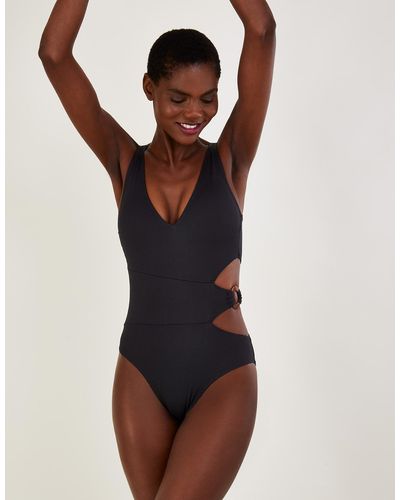 Monsoon Plain Cut-out O-ring Swimsuit With Recycled Polyester Black