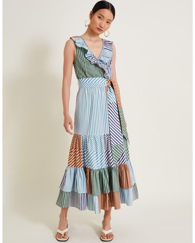 Monsoon Carrie Stripe Dress Blue