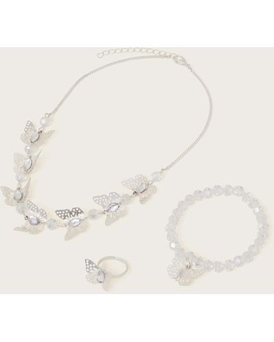 Monsoon Lace Butterfly Jewellery Set - Natural