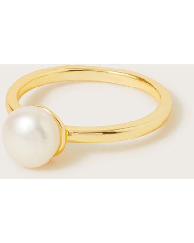 Monsoon Pearl Ring Gold - Metallic