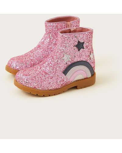 Monsoon Baby Glitter Rainbow Boots Pink