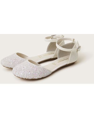 Monsoon Sparkly Two-part Ballet Flats Ivory - Natural