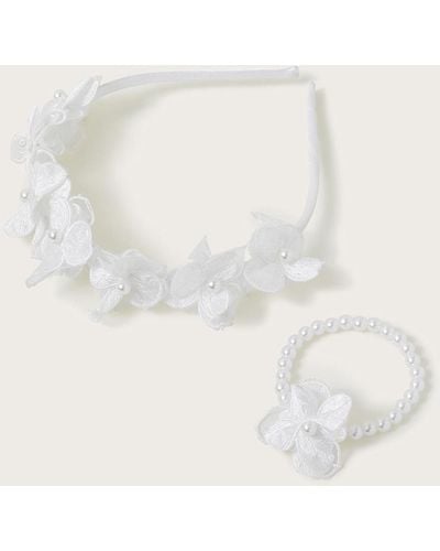Monsoon Lace Bridesmaid Headband And Bracelet - Natural