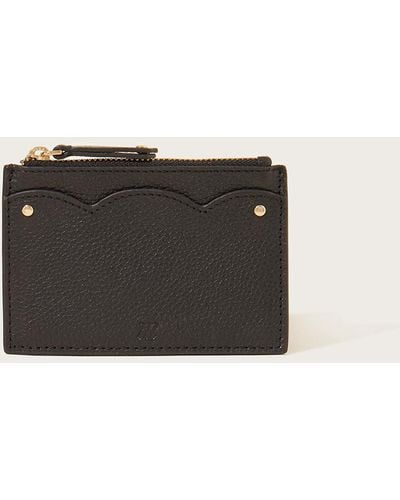 Monsoon Scallop Leather Card Holder Black