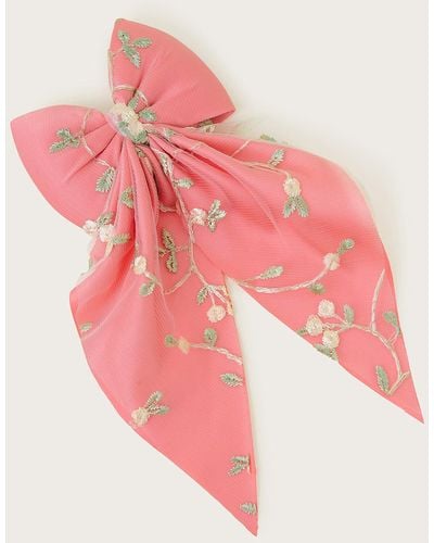 Monsoon Josephine Embroidered Hair Bow - Pink