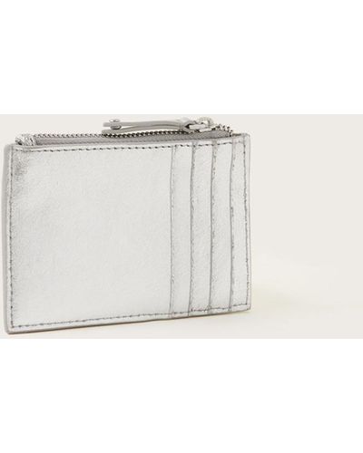 Monsoon Metallic Leather Scallop Card Holder - Natural