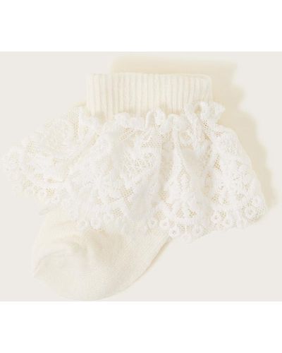 Monsoon Baby Heart Lace Socks Ivory - Natural