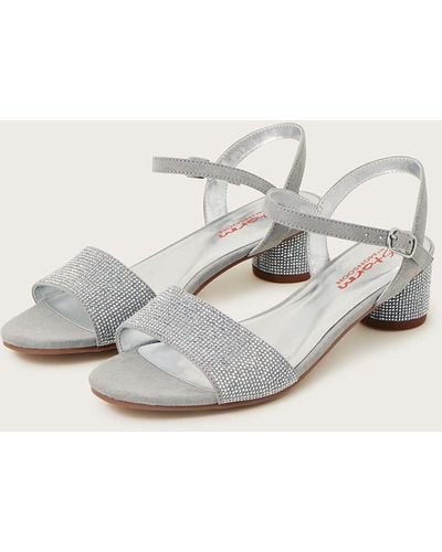 Monsoon Stud Detail Heeled Sandals Silver - Grey