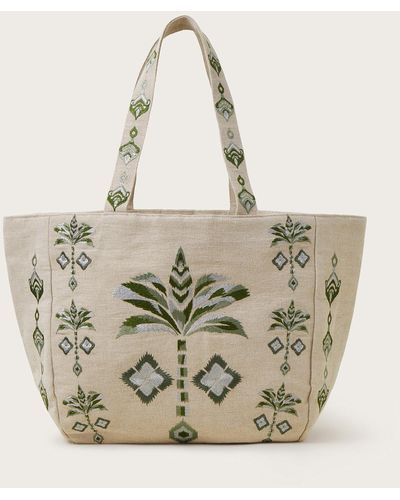 Monsoon Palm Canvas Tote Bag - Natural