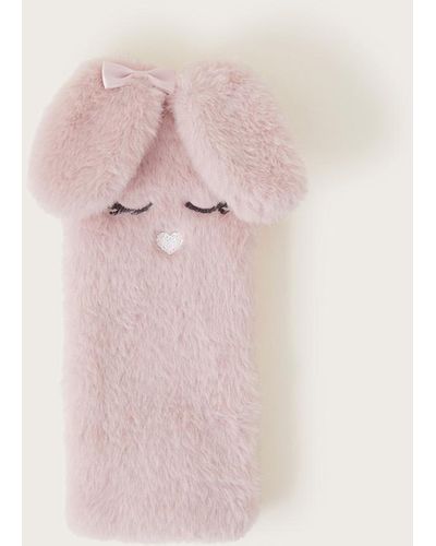 Monsoon I Love My Bunny Faux Fur Pencil Case - Pink