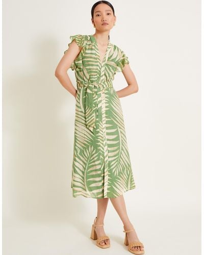 Monsoon Parmella Print Dress Green