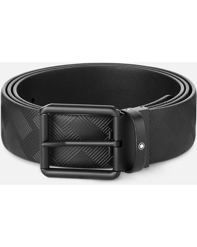 Montblanc Cinturón Reversible De Piel Negra Grabada Y Lisa De 35 mm - Negro