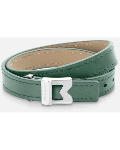 Montblanc Bracelet M Logo In Pewter Leather. Adjustable Size - Bracelets - Green