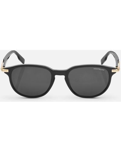 Montblanc Eckige Sonnenbrille Mit Schwarzer Kunststofffassung - Grau