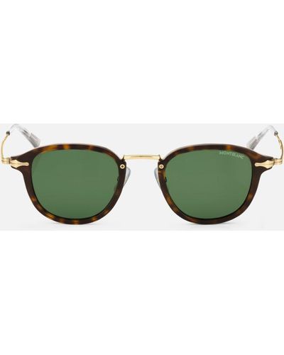 Montblanc Round Sunglasses With Havana Coloured Injected Frame - Green