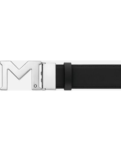 Montblanc Cinturón Reversible De Piel Negra De 35 mm Con Hebilla M - Negro
