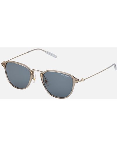 Montblanc Lunettes De Soleil Rondes À La Monture Injectée Beige Et Dorée - Métallisé