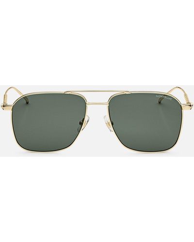 Montblanc Rechteckige Sonnenbrille Mit Goldfarbener Metallfassung - Mehrfarbig