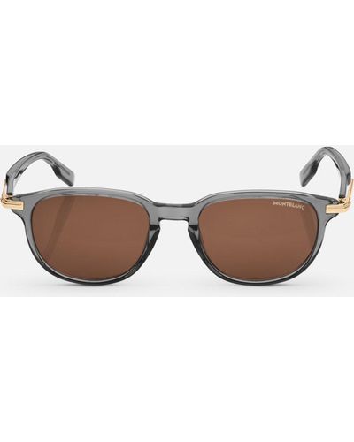 Montblanc Squared Sunglasses With Grey Coloured Acetate Frame - Brown