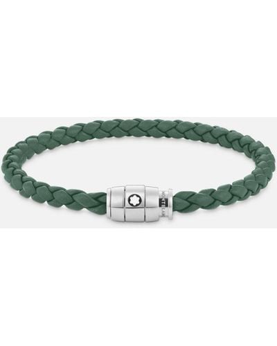 Montblanc Bracelet Steel 3 Rings Meisterstück Collection In Pewter Leather - Bracelets - Green