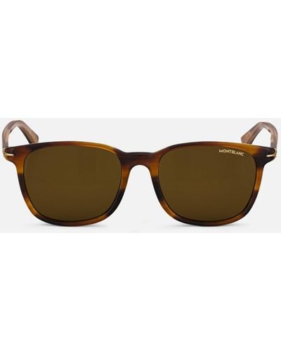 Montblanc Eckige Sonnenbrille Mit Brauner Kunststofffassung